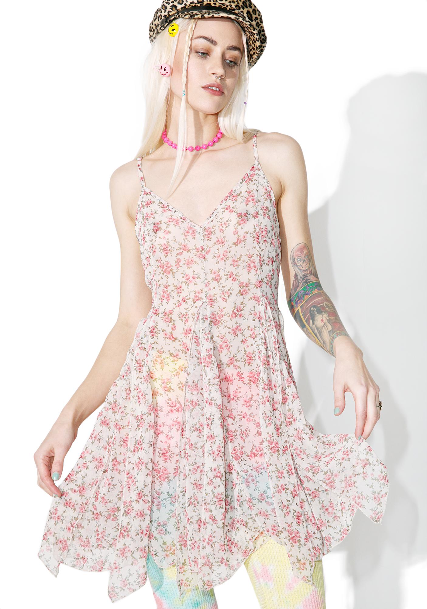 Sheer Floral White Slip Dress Dolls Kill
