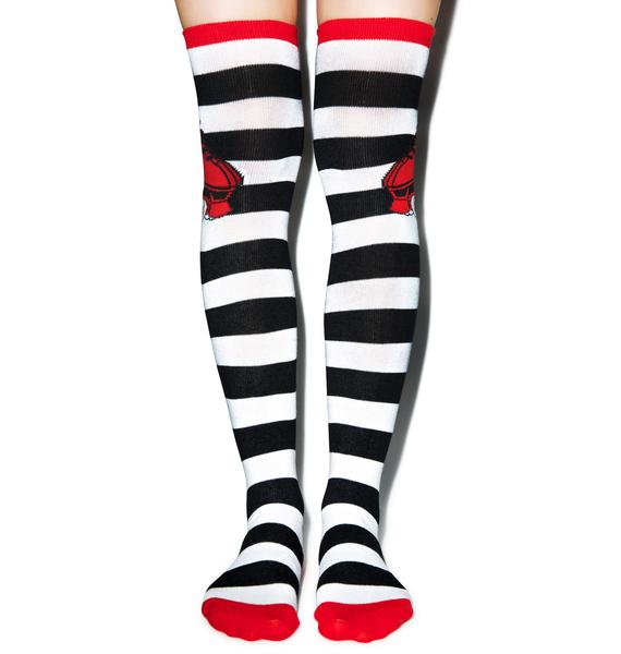 Sourpuss Clothing Over The Knee Flying Rollerskate Socks Dolls Kill